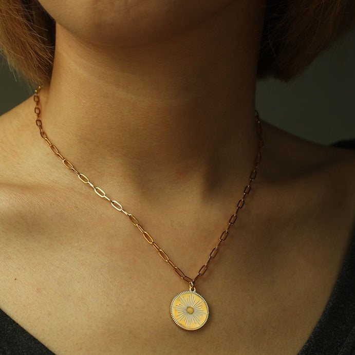 LUNA: "Star Burst" Enamel Pendant Necklace