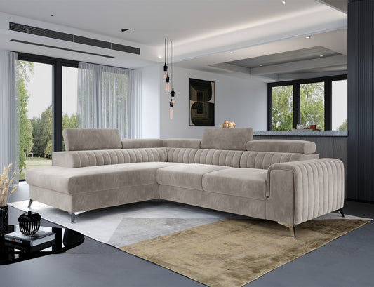 Laurence Sectional Storage Sleeper Chaise Sofa - Beige