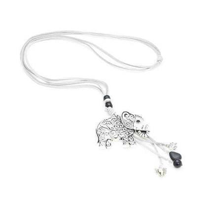 Elephant Pendant On Grey Suede