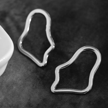 MARTINA Irregular Shaped Hoop Earrings in Silver
