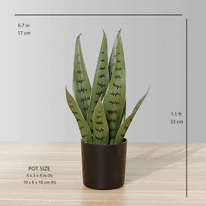 Milo Künstliche Schlangenpflanze Sansevieria Dunkelgrün Getopft (Verschiedene Größen)