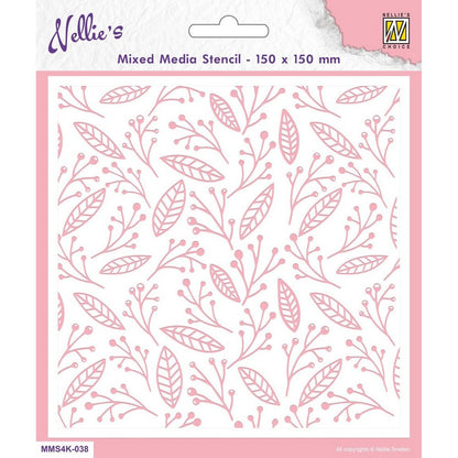 Mixed Media Stencil Square - Leaves & Berries