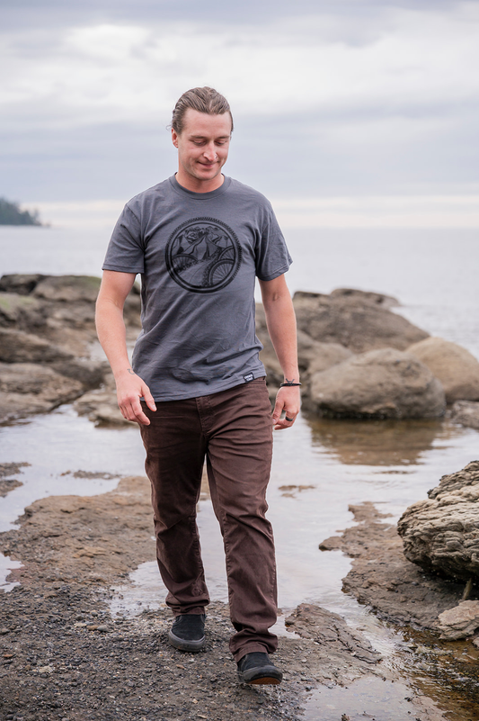 BIKE WORLD - Unisex Organic Cotton Tee - Storm Grey