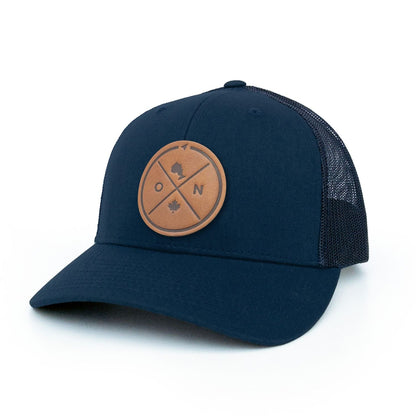 Ontario Compass Leather Patch Trucker Hat