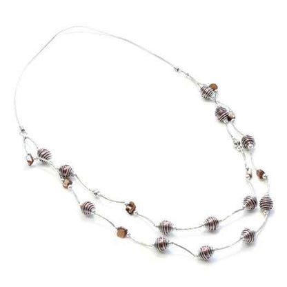 Wrapped Pearl Bead Necklace