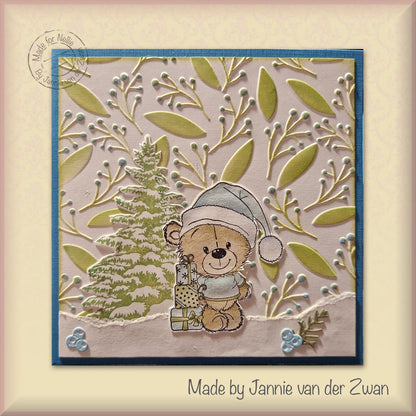 Mixed Media Stencil Square - Leaves & Berries
