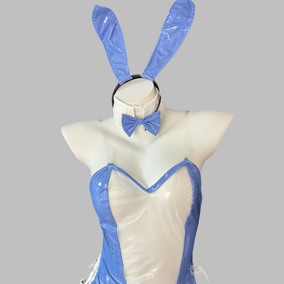 Bunny Girl PU Leather See Through Cosplay Bodysuit Costume Lingerie