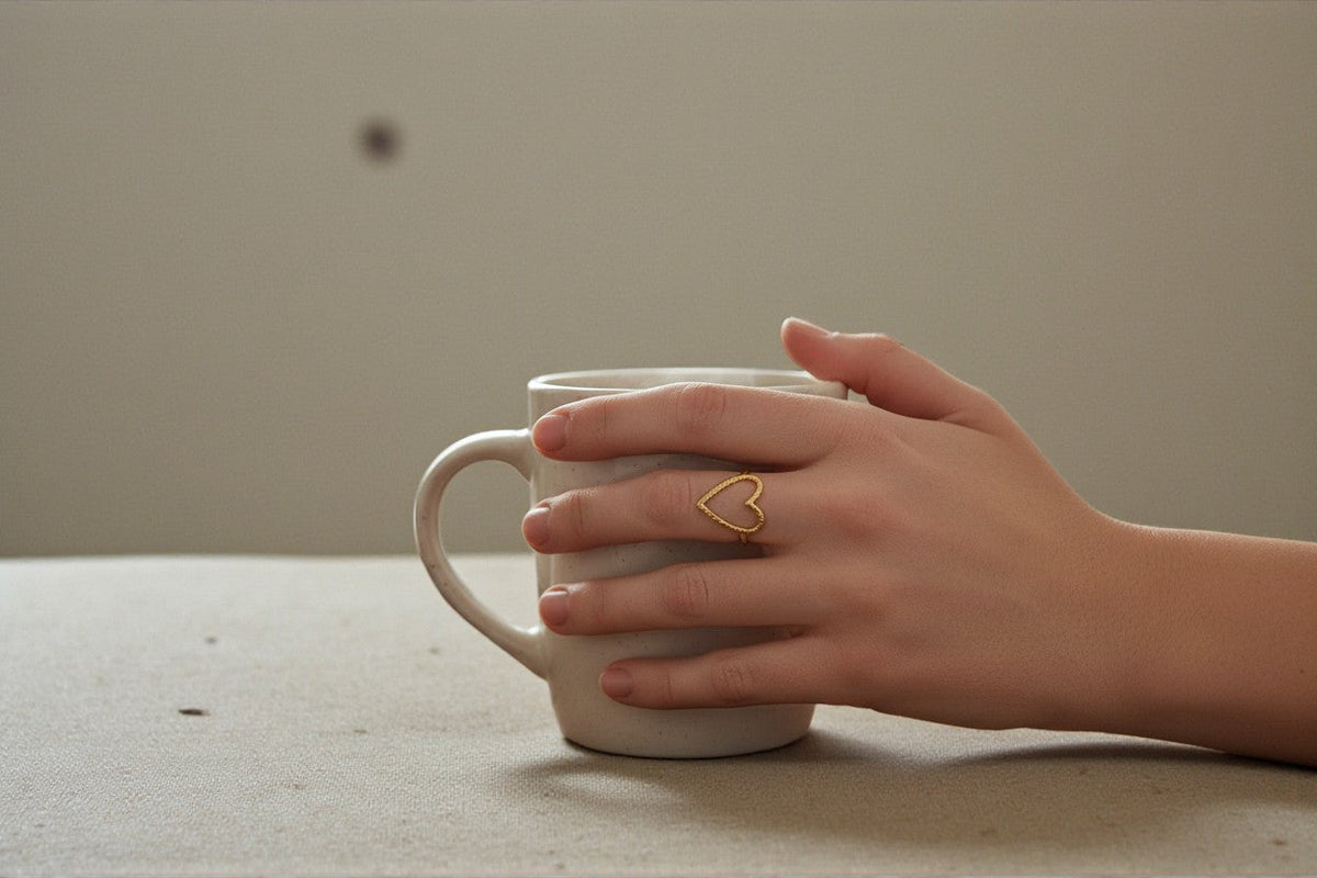 Open Heart Ring - Gold Stainless Steel
