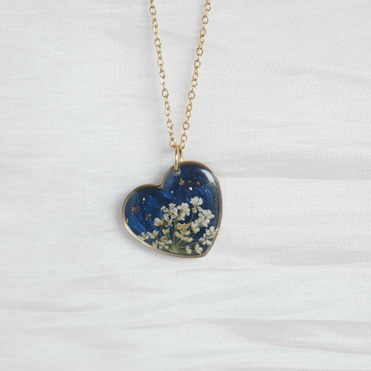 Collier céleste - fleurs de carottes coeur 20mm