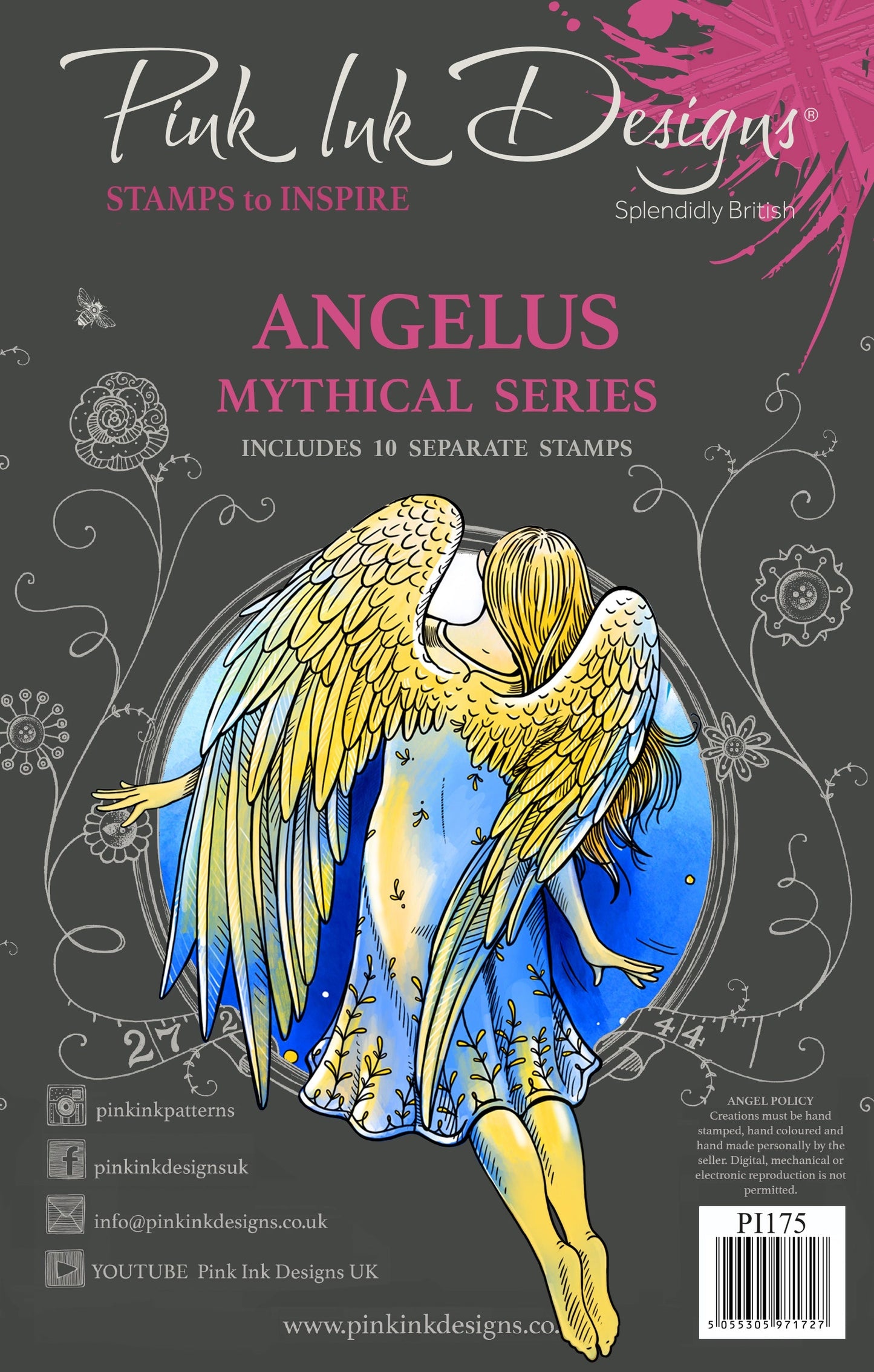 Pink Ink Designs Angelus 6 in x 8 in Clear Stamp Set