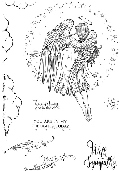 Pink Ink Designs Angelus 6 in x 8 in Clear Stamp Set