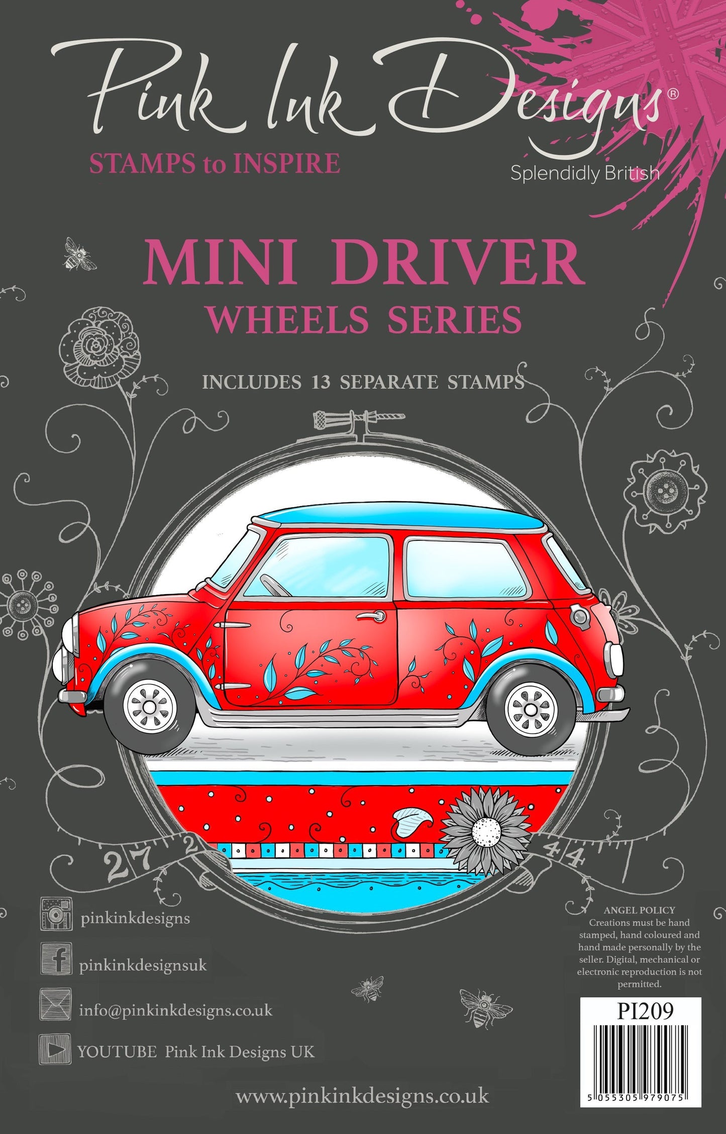 Pink Ink Designs Mini Driver 6 in x 8 in Clear Stamp Set