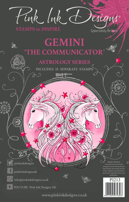 Pink Ink Designs Gemini 6 in x 8 in Clear Stamp Set