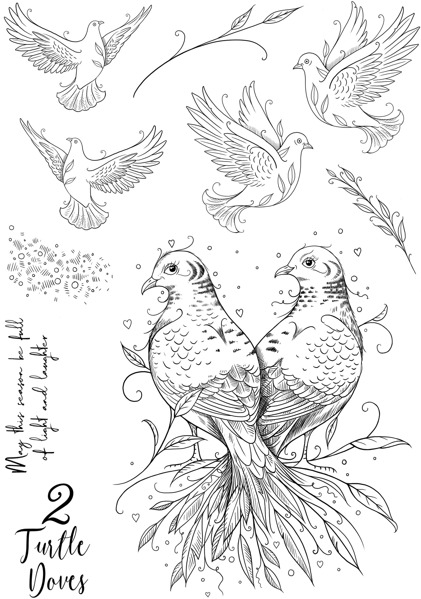Pink Ink Designs Two Turtle Doves 6 in x 8 in Clear Stamp Set