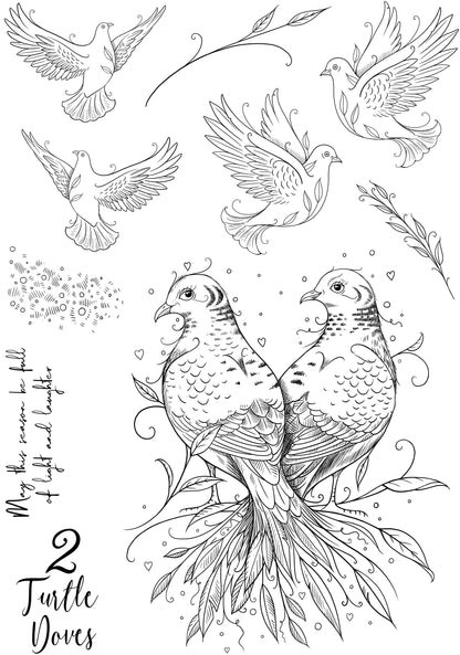 Pink Ink Designs Two Turtle Doves 6 in x 8 in Clear Stamp Set