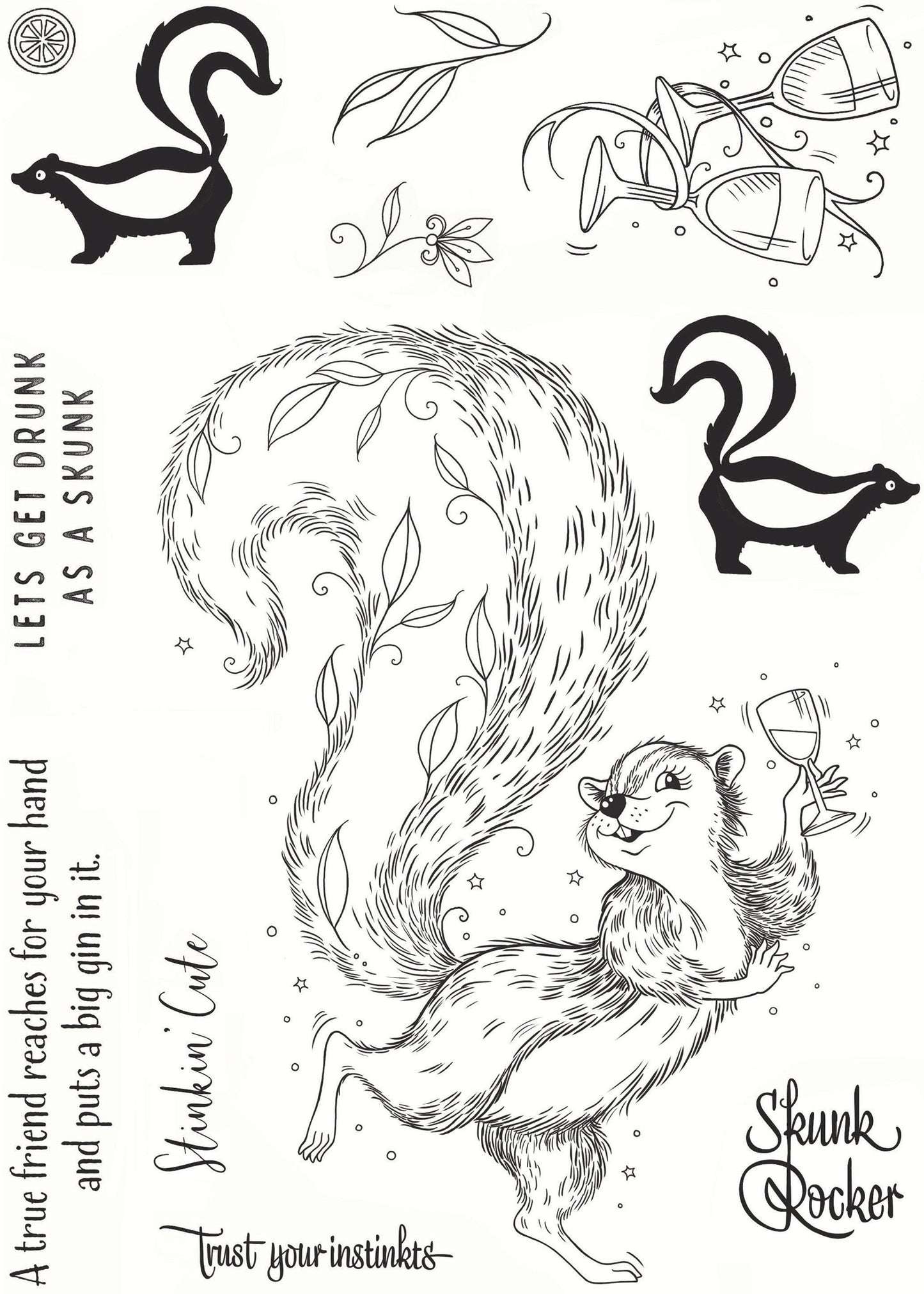 Pink Ink Designs Stinkin' Cute 6 in x 8 in Clear Stamp Set