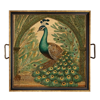 Peacock Elegance Decorative Tray
