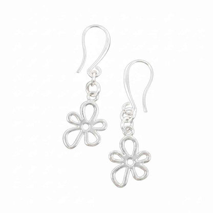 Flower Charm Earrings in Silver Plate