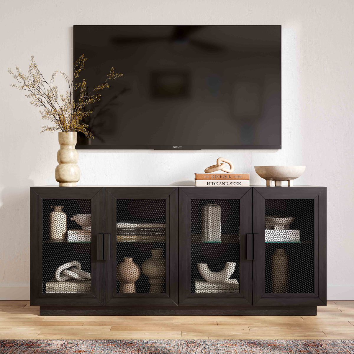 Marais 72" Natural Wood Storage TV Stand/Sideboard - Multiple Colors