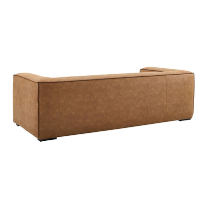 Leo Luxury Faux Leather Sofa - Brown