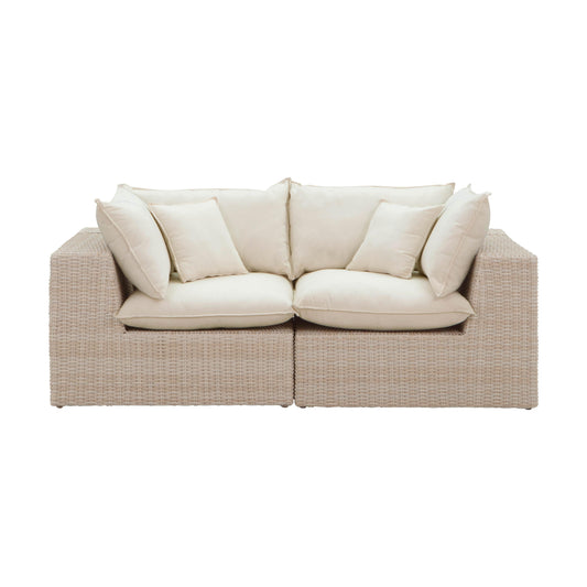 Sunbay 2 Seater Outdoor Natural Wicker Modular Sofa - Beige