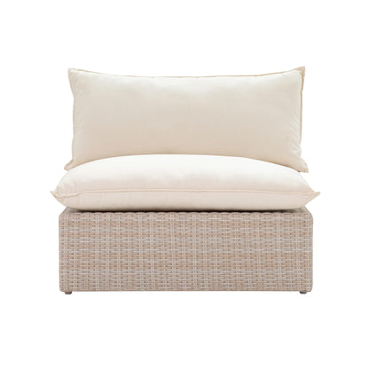 Sunbay Outdoor Natural Wicker Armless & Corner Chairs - Beige