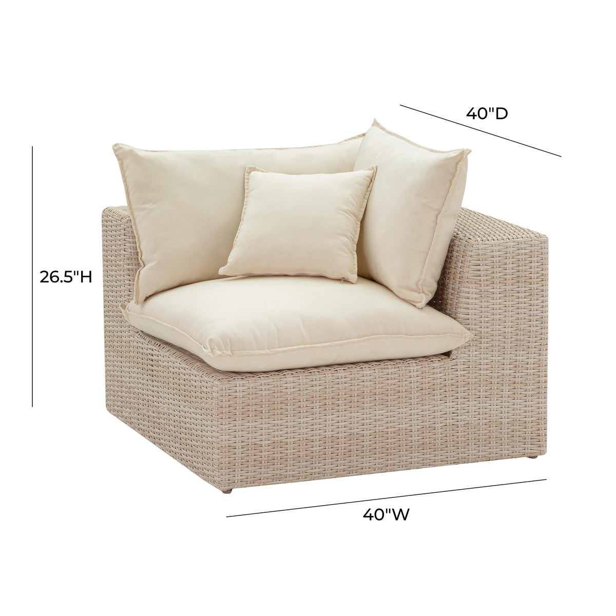 Sunbay 3 Seater Outdoor Natural Wicker Modular Sofa - Beige