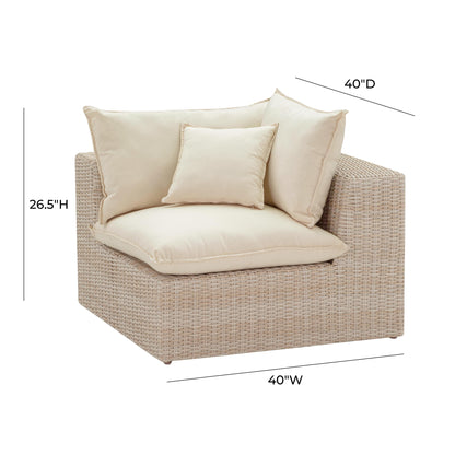 Sunbay 3 Seater Outdoor Natural Wicker Modular Sofa - Beige
