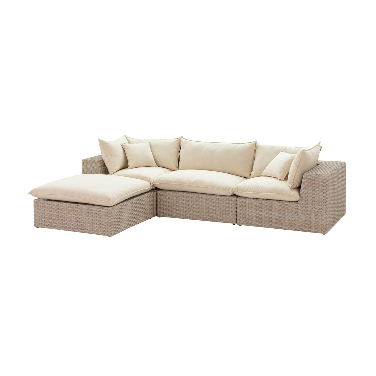 Sunbay 4 Piece Outdoor Natural Wicker Modular Sectional - Beige