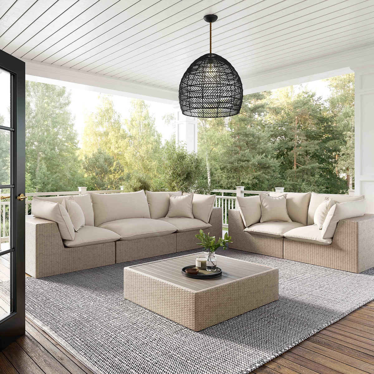 Sunbay Outdoor Natural Wicker Ottoman - Beige