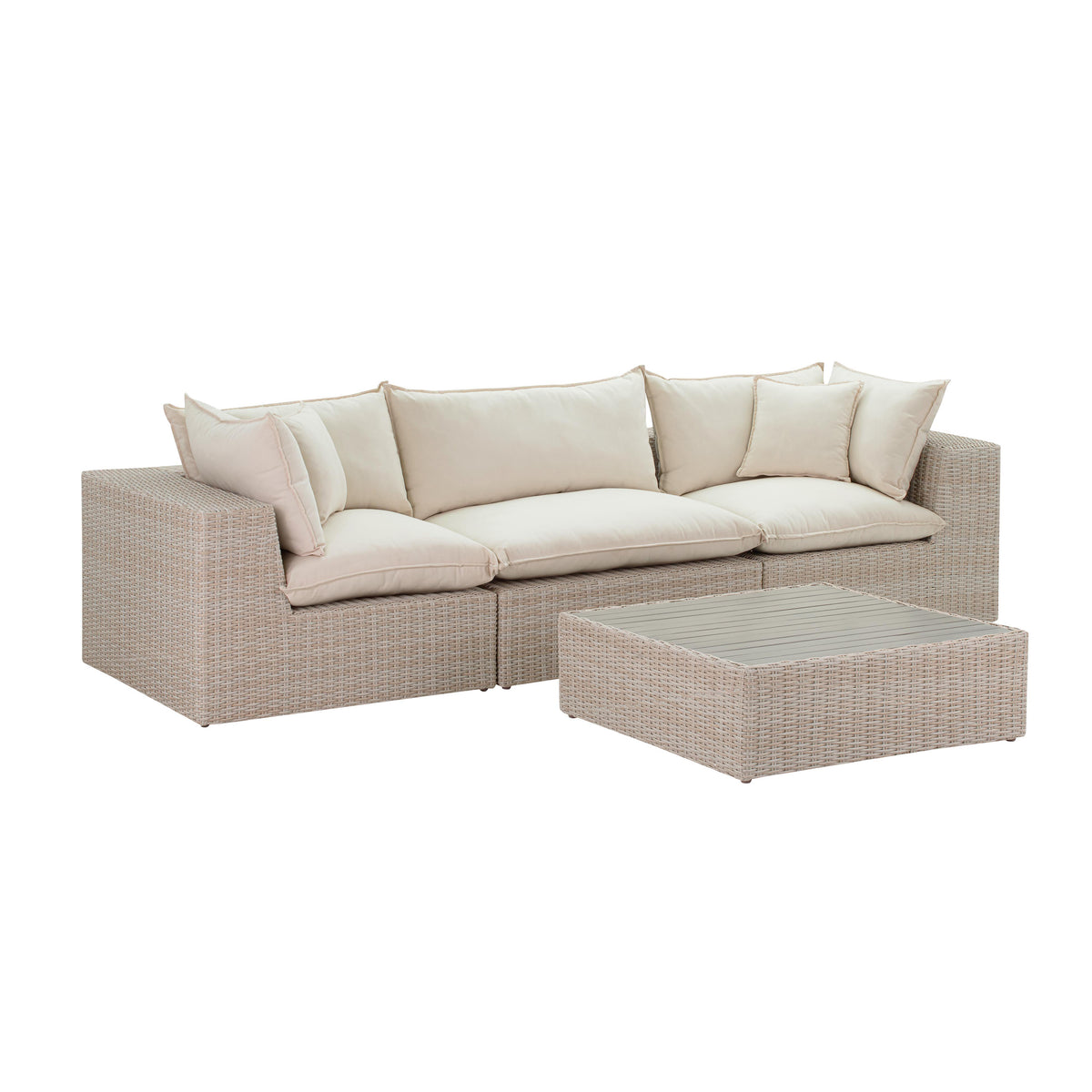 Sunbay Outdoor Natural Wicker Armless & Corner Chairs - Beige
