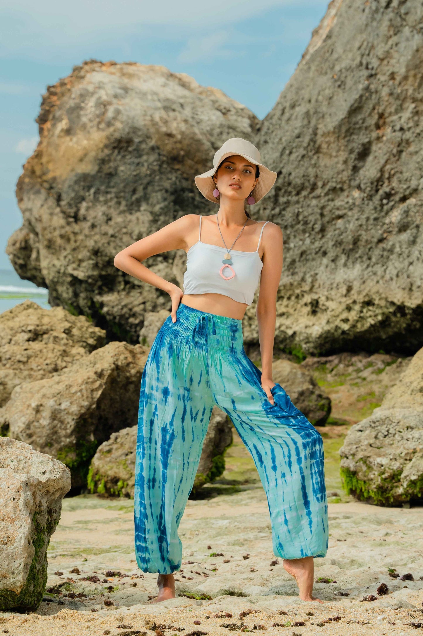 Bone Tie Dye Bali Pants - Blue