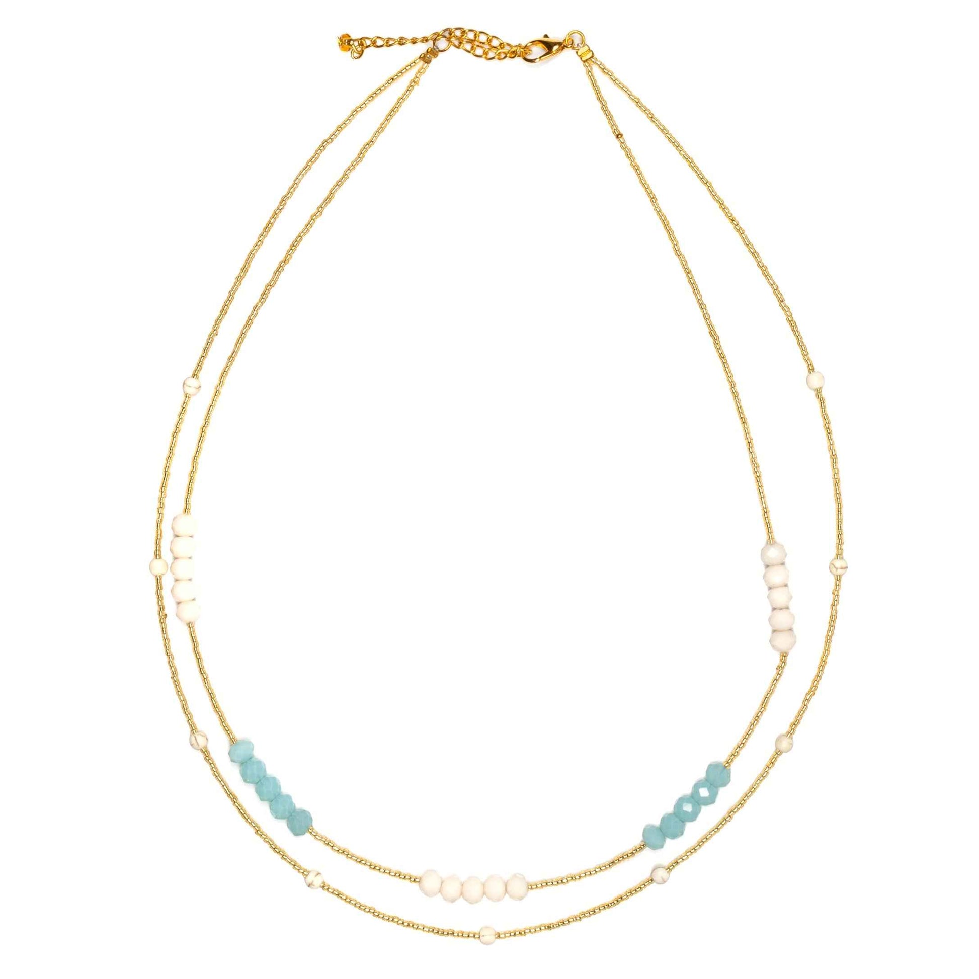 Double Strand Necklace With Crystal Beads