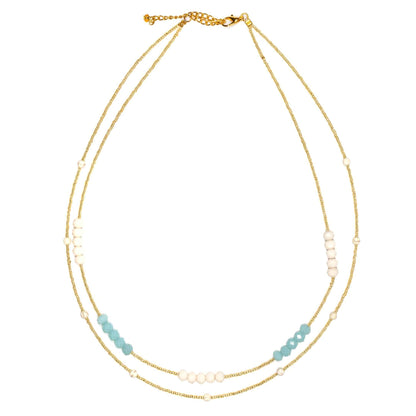 Double Strand Necklace With Crystal Beads