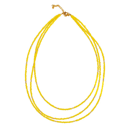 Triple Strand Seed Bead Necklace With Gold Accents