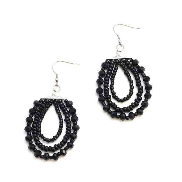 Triple Strand Crystal Bead Earring