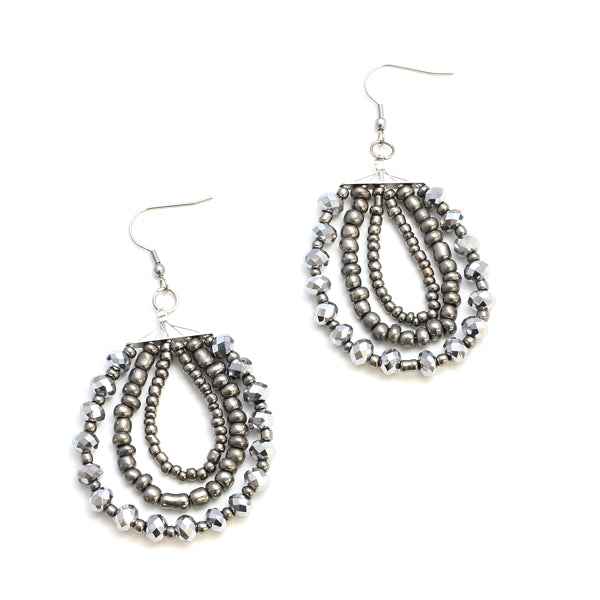 Triple Strand Crystal Bead Earring
