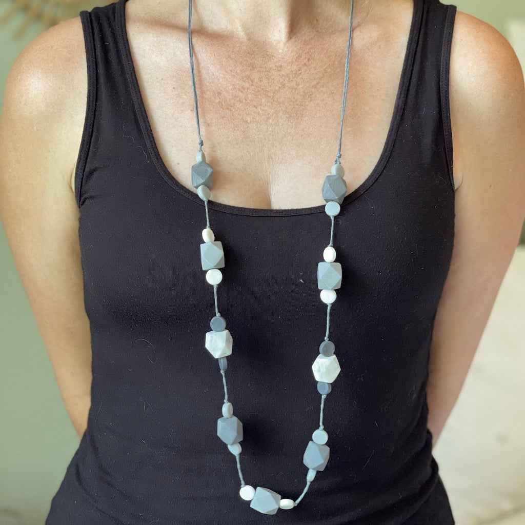Long Resin Faceted Cube Necklace