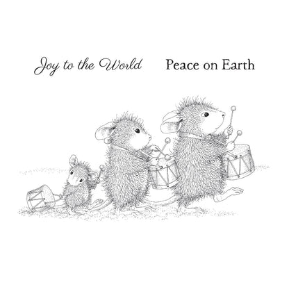 Drummer Mice Cling Rubber Stamp Set from the House-Mouse Holiday Collection