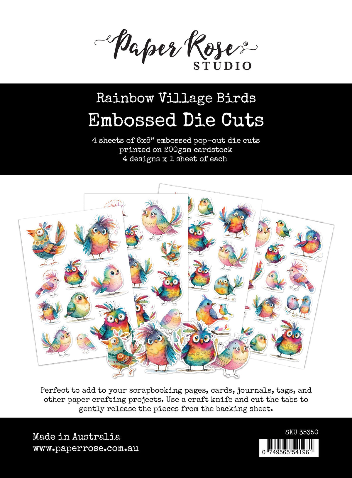 Rainbow Village Birds Embossed Die Cuts 35350