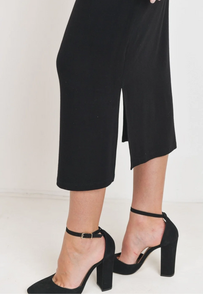 Rayon Modal Side Slit Maternity Midi Skirt