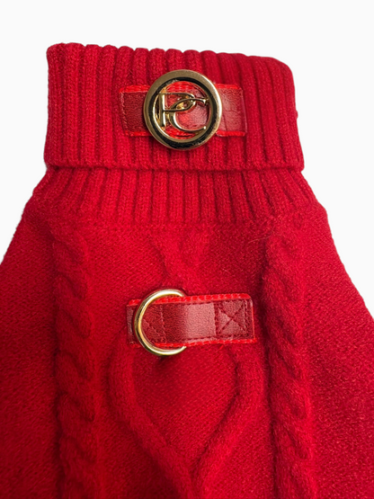 Red sweater with D-ring