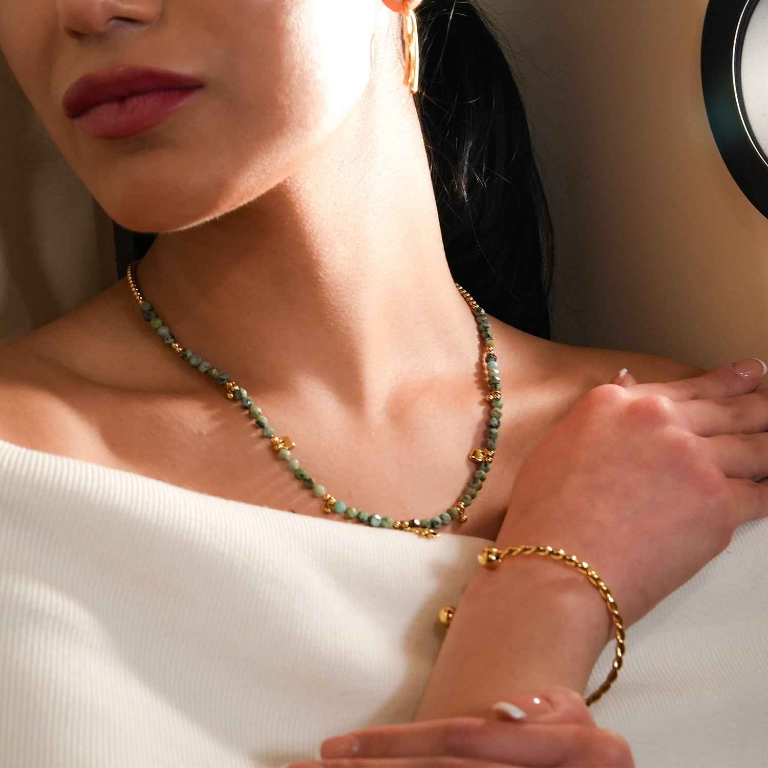 SAFIYA: Twisted Elegance - Adjustable Rope Bracelet with Ball Bead Accents