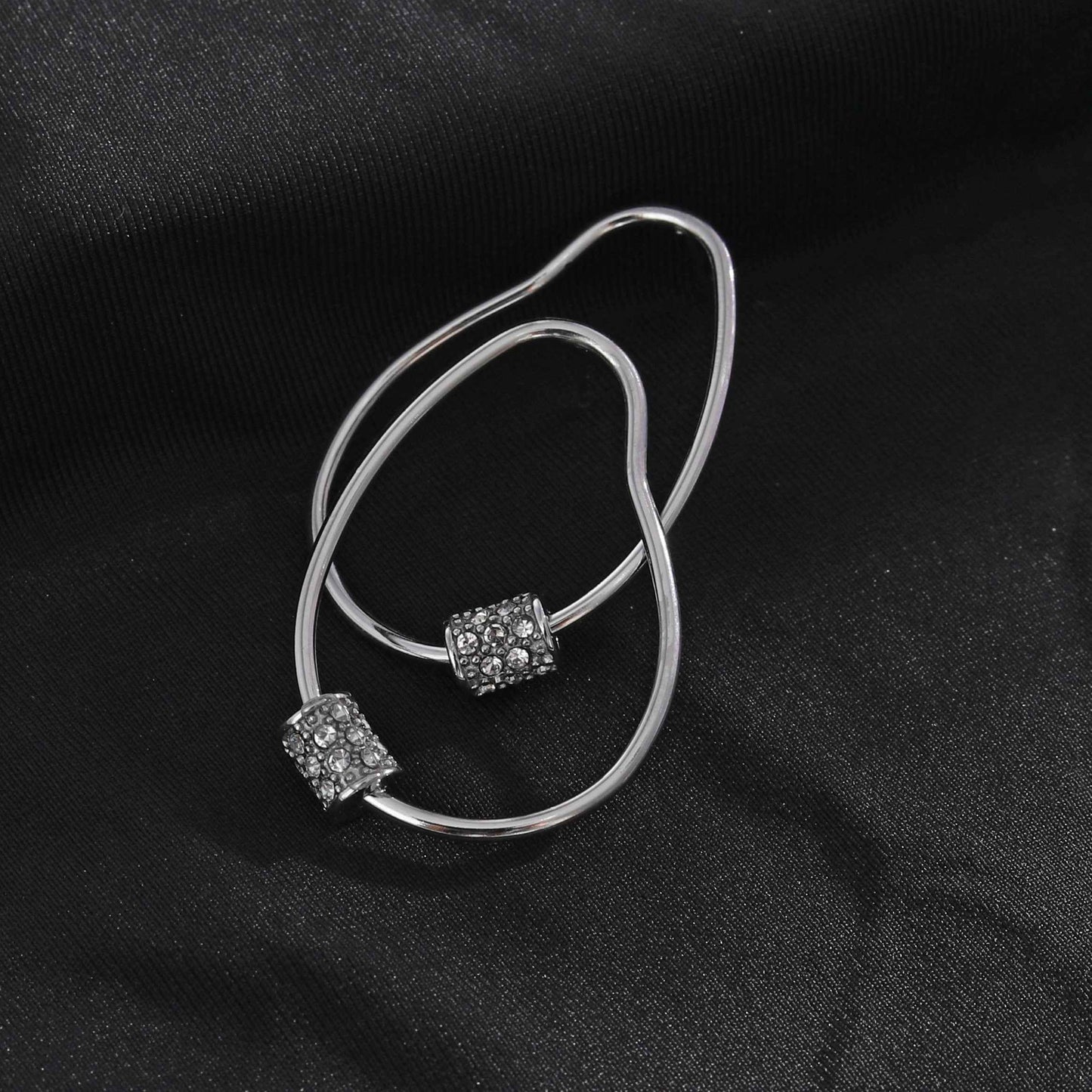 SIMAN Irregular Shaped Pavé Zirconia accented Hoop Earrings in Silver
