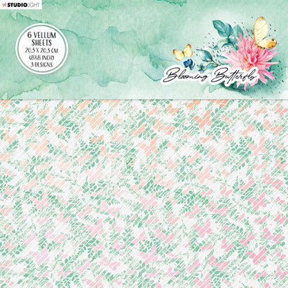 SL Vellum Set Background Patterns Blooming Butterfly 203x203x3mm 6 SH nr.03