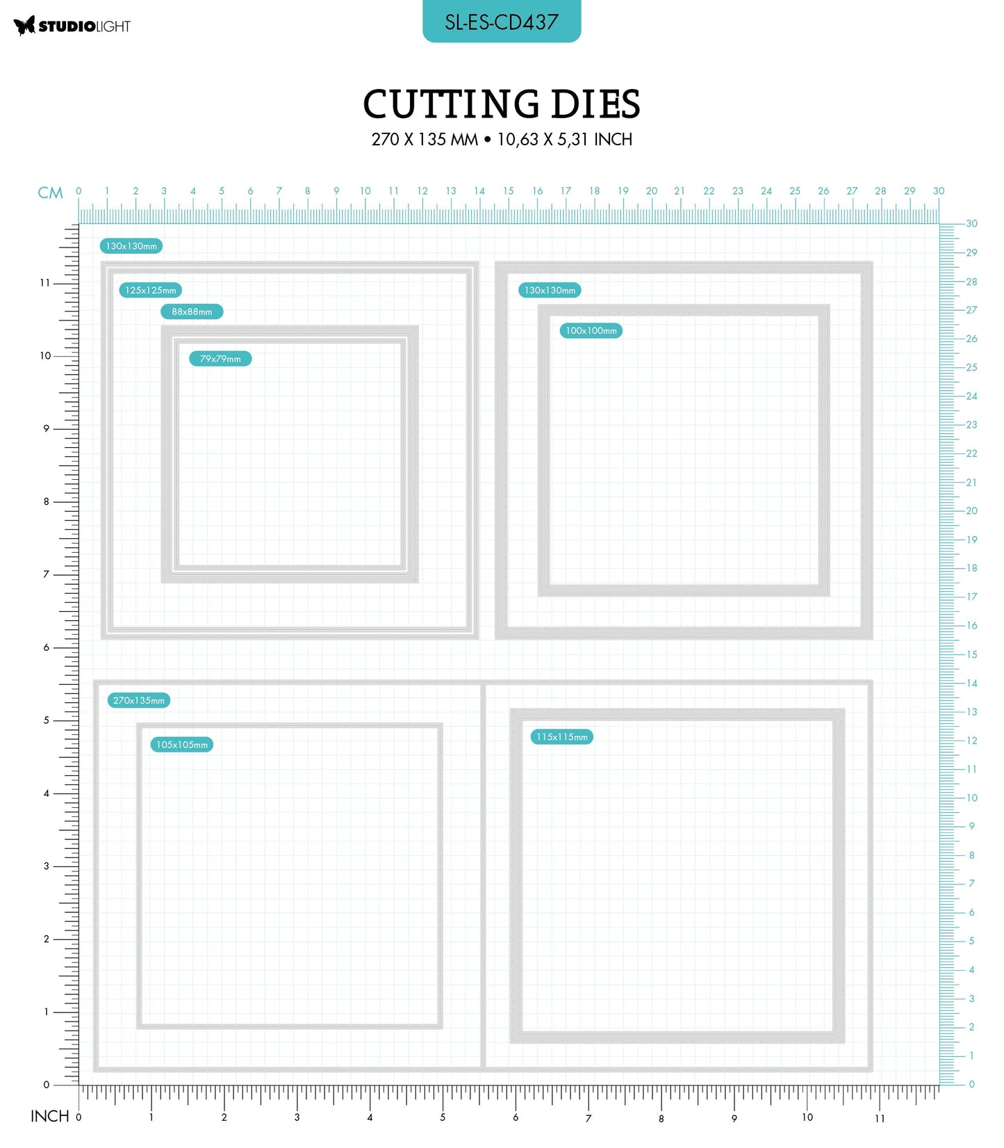 SL Cutting Dies Folded Card Square Essentials 270x135x1mm 9 PC nr.437