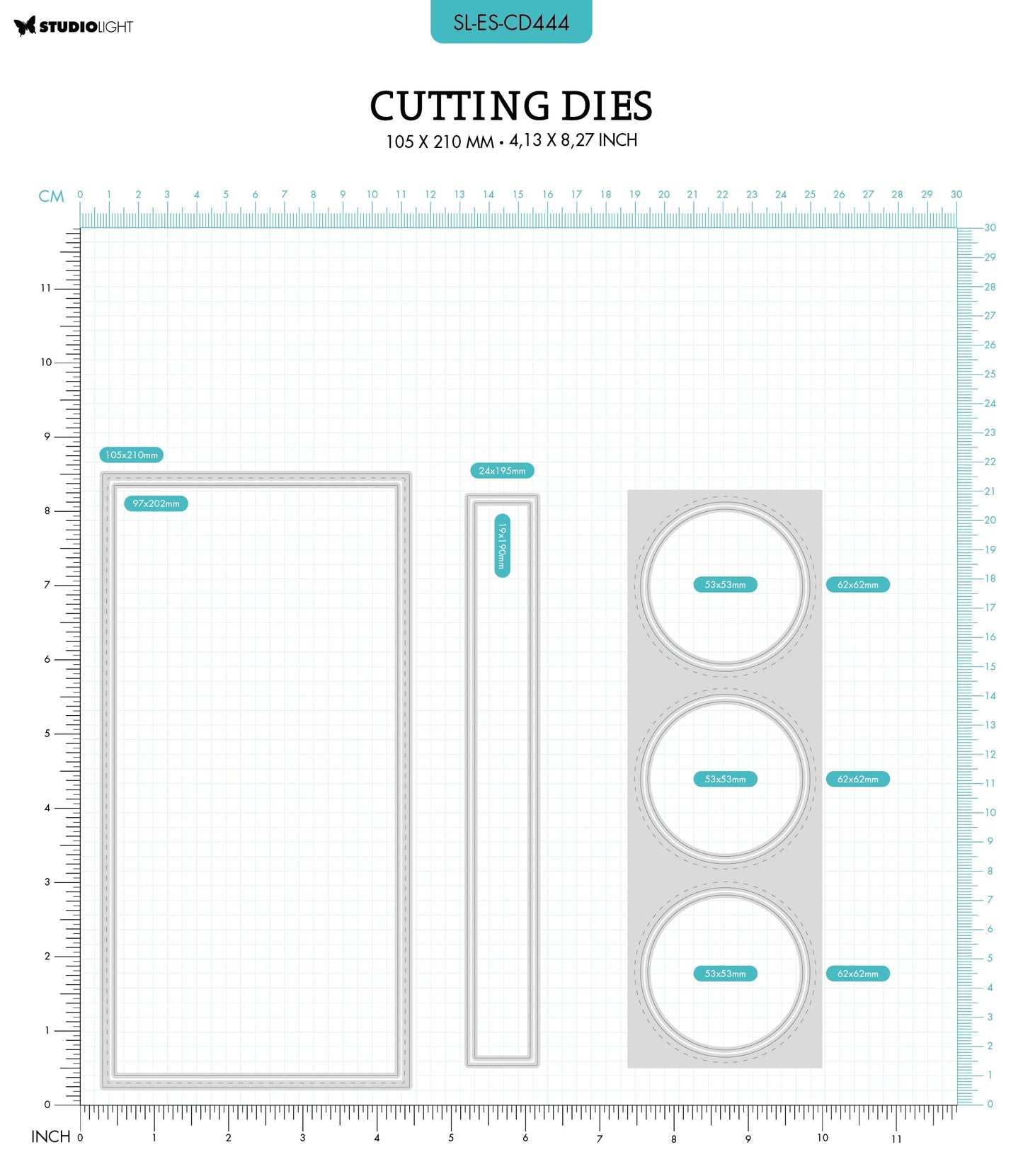 SL Cutting Dies Slim+Circle Passe Partout Essentials 105x210x1mm 8 PC nr.444