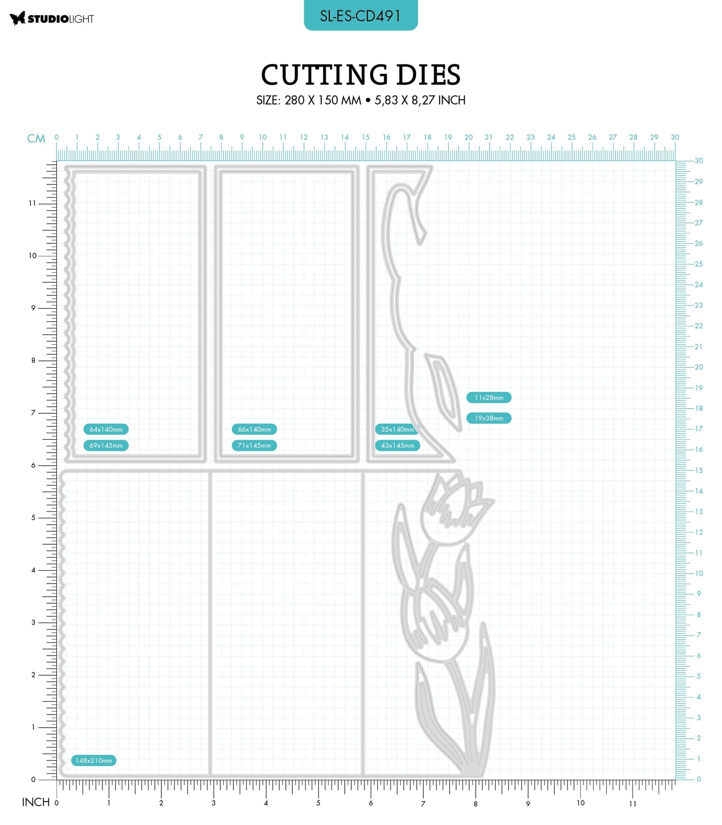 SL Cutting Die Tulip Card Shape Essentials 148x210x1mm 9 PC nr.491