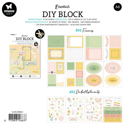 SL Die-Cut Block Floral Pastel Frames Essentials 105x148x3mm 24 SH nr.65