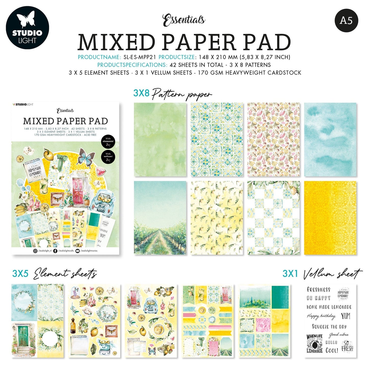 SL Mixed Paper Pad Fresh Citrus Essentials 148x210x9mm 42 SH nr.21